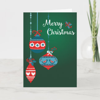Scandinavian Ornaments Merry Christmas Holiday Card