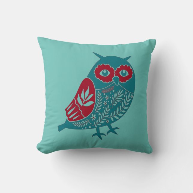  Scandinavian Owl Abstract Design  Throw Pillow (Front)