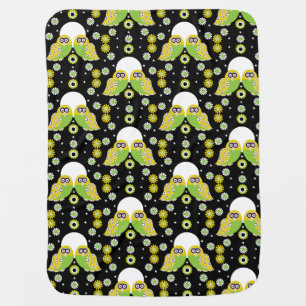 Scandinavian Owl Folk Art Baby Blanket