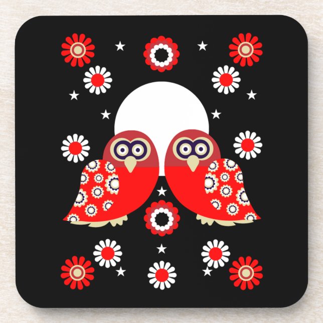 Scandinavian Owl Folk Art    Beverage Coaster (Front)