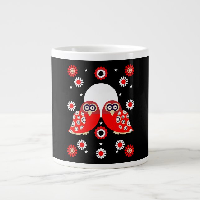 Scandinavian Owl Folk Art     Giant Coffee Mug (Front)