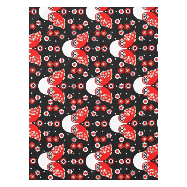 Scandinavian Owl Folk Art    Tablecloth (Front)