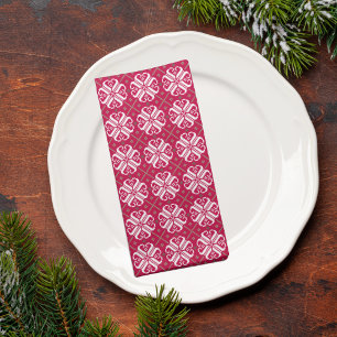Scandinavian Pattern Crimson Holiday Cloth Napkins
