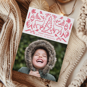 Scandinavian Pattern Holiday Letterpress Photo Cards