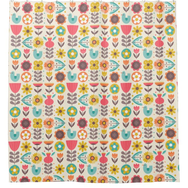 Scandinavian pattern shower curtain (Front)