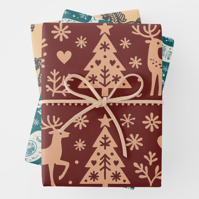 SCANDINAVIAN PATTERNS CHRISTMAS WRAPPING SHEETS (In situ)