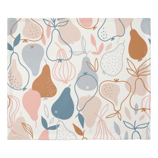 Scandinavian Pear Print: Vintage Fruit Pattern Duvet Cover (Front)