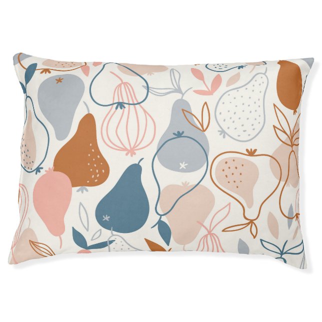 Scandinavian Pear Print: Vintage Fruit Pattern Pet Bed (Front)