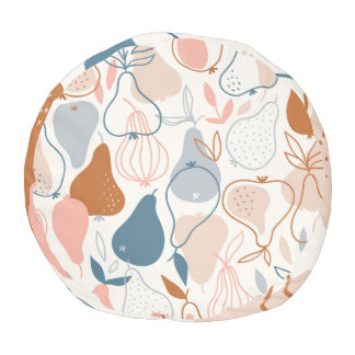 Scandinavian Pear Print: Vintage Fruit Pattern Pouf