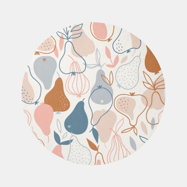 Scandinavian Pear Print: Vintage Fruit Pattern Rug (Front)