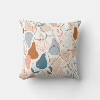 Scandinavian Pear Print: Vintage Fruit Pattern Throw Pillow