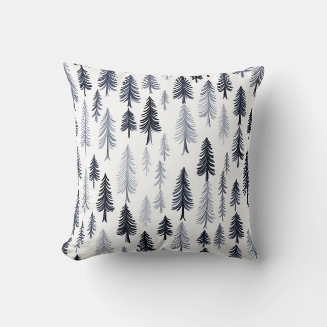 Scandinavian Pine Forest Throw Pillow (Front)