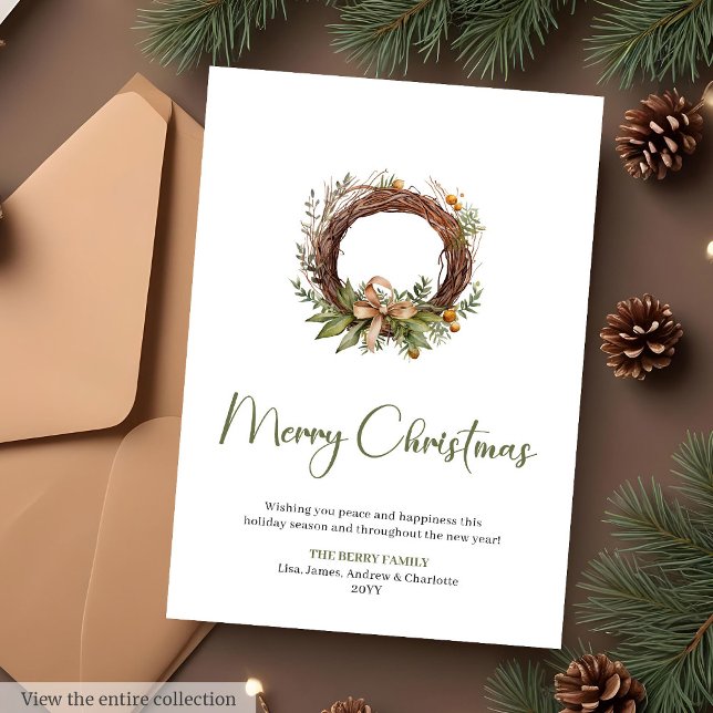 Scandinavian Pine Wreath Watercolor Christmas Card (Scandinavian Pine Wreath Watercolor Christmas Card

)
