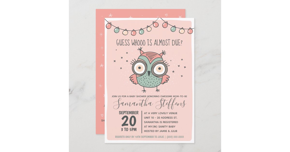Scandinavian Pink is Owl Baby Shower Invitation | Zazzle.com