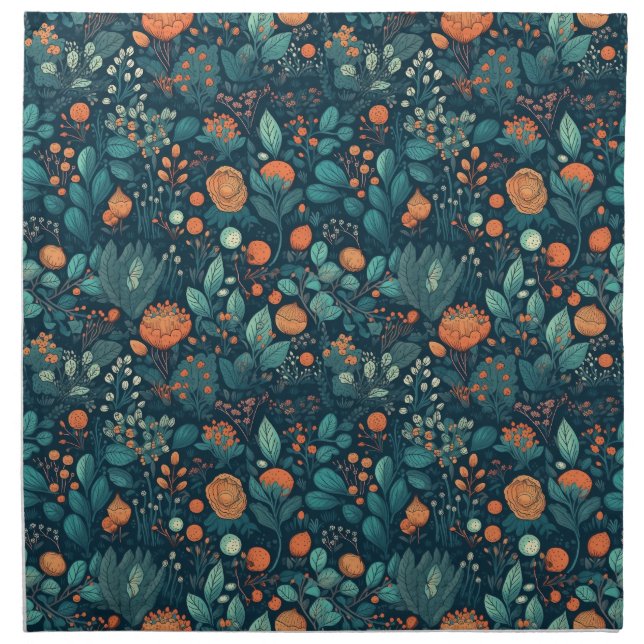 Scandinavian Plants and Flowers Cloth Napkin (Front)