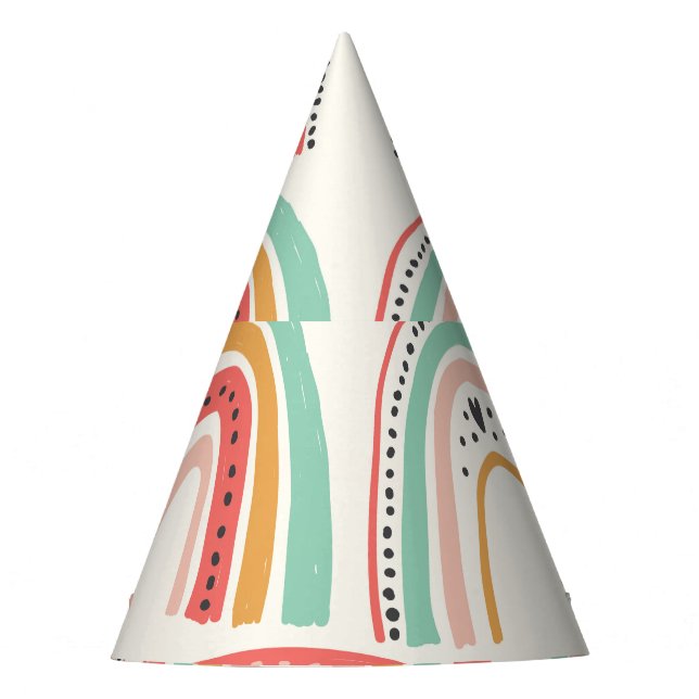 Scandinavian Rainbows: Naive Art Pattern. Party Hat (Front)