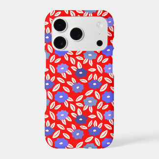 Scandinavian Red And Blue Floral iPhone 17 Pro Case