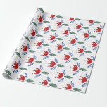 Scandinavian Red Blue Floral Pattern Christmas Wrapping Paper<br><div class="desc">Holiday wrapping paper with a modern and simple pattern of red tulips and leaves in blue and green in a Scandinavian folksy style.</div>
