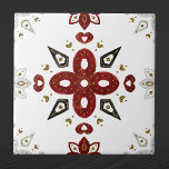 Scandinavian Red Blue Gold Nordic Graphic Ceramic Tile<br><div class="desc">Nordic design in red,  blue,  and gold on white</div>