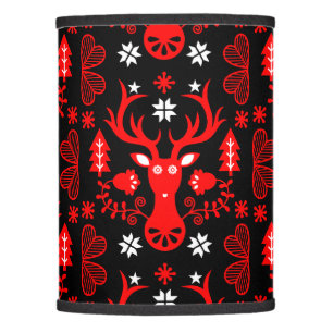 Scandinavian Red Christmas Deer Lamp Shade