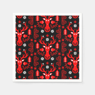 Scandinavian Red Christmas Deer Napkins