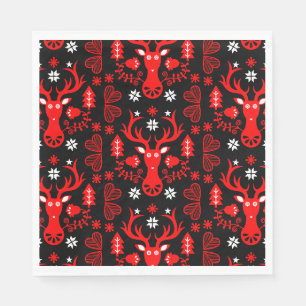 Scandinavian Red Christmas Deer Napkins