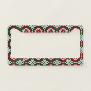 Scandinavian Red Green White Winter Knit License Plate Frame
