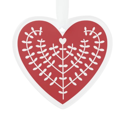Scandinavian Red Heart Acrylic Ornament