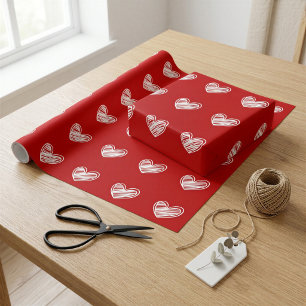 Scandinavian Red Heart Gift Wrap