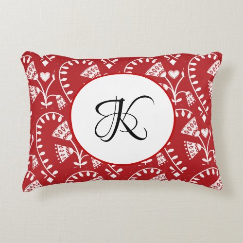 Scandinavian Red Heart Personalized Accent Pillow