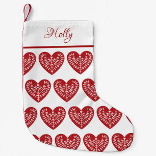 Scandinavian Red Heart Personalized Stocking