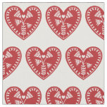 Scandinavian Red Heart Print Fabric