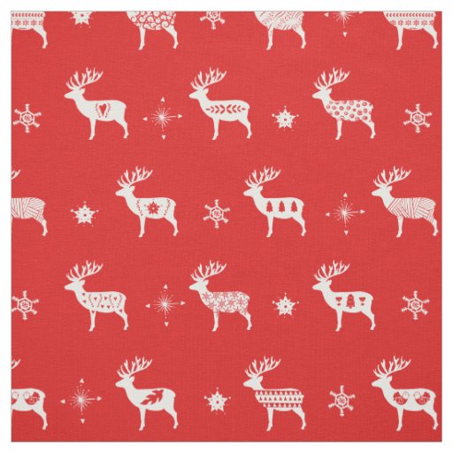 Christmas Fabric 100% cotton fat quarters Scandinavian Trees & Reindeers 
