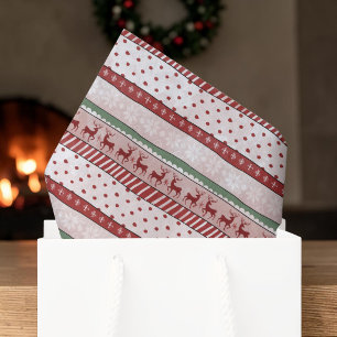 Scandinavian Reindeer Stripe Christmas Holiday Tissue Paper