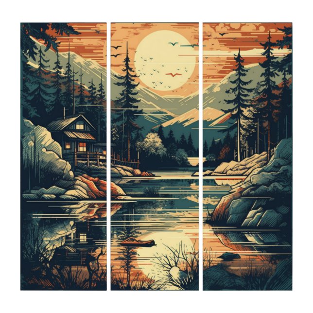 Scandinavian Retro Art Mountain Home (Front)