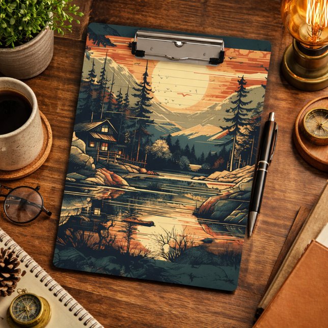 Scandinavian Retro Art mountain home Clipboard (Creator Uploaded)