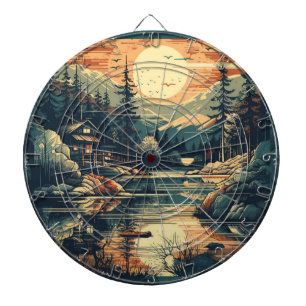 Scandinavian Retro Art mountain home Dart Board