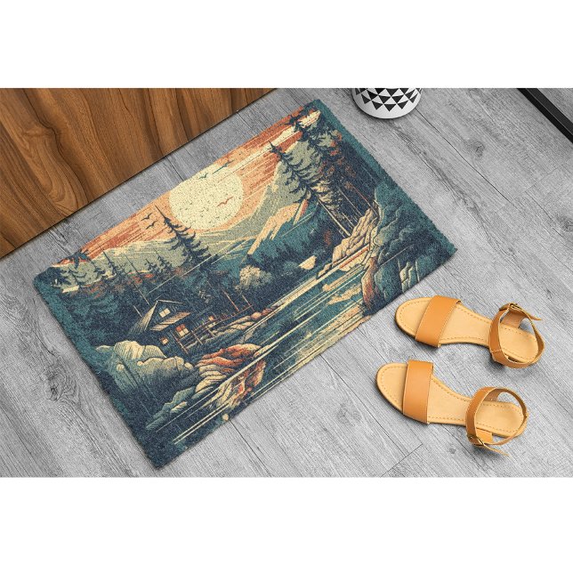 Scandinavian Retro Art mountain home Doormat (Creator Uploaded)