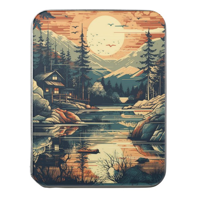 Scandinavian Retro Art mountain home Jigsaw Puzzle (Lid Vertical)