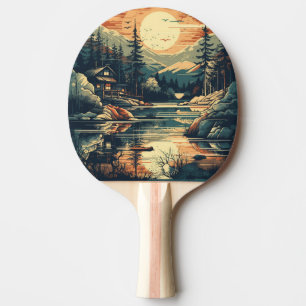 Scandinavian Retro Art mountain home Ping Pong Paddle