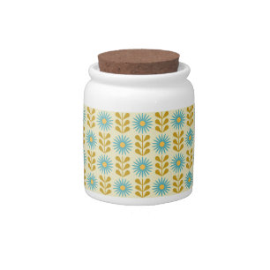 Scandinavian retro floral pattern,retro flower,vin candy jar