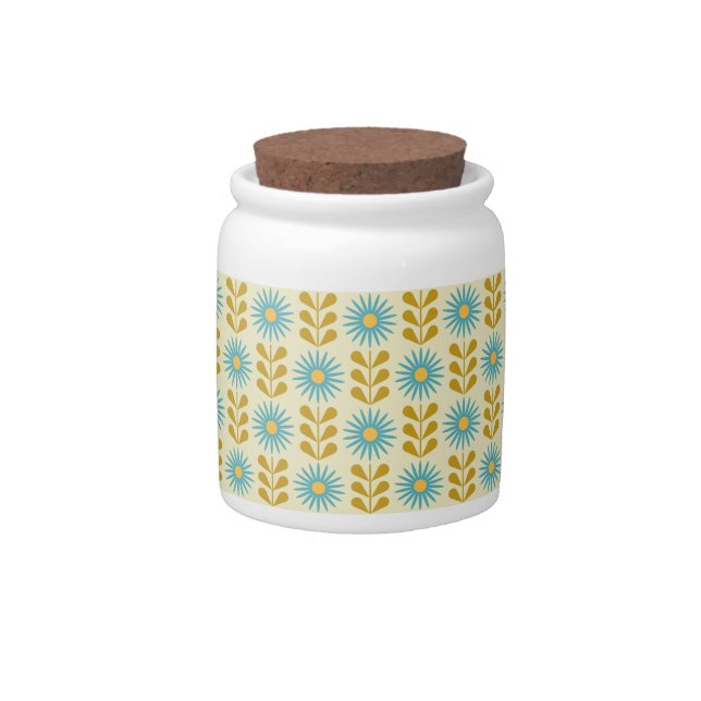 Scandinavian retro floral pattern,retro flower,vin candy jar (Front)