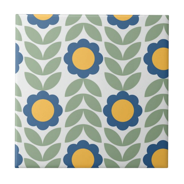 Scandinavian retro floral pattern,retro flower,vin ceramic tile (Front)