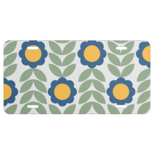 Scandinavian retro floral pattern,retro flower,vin license plate