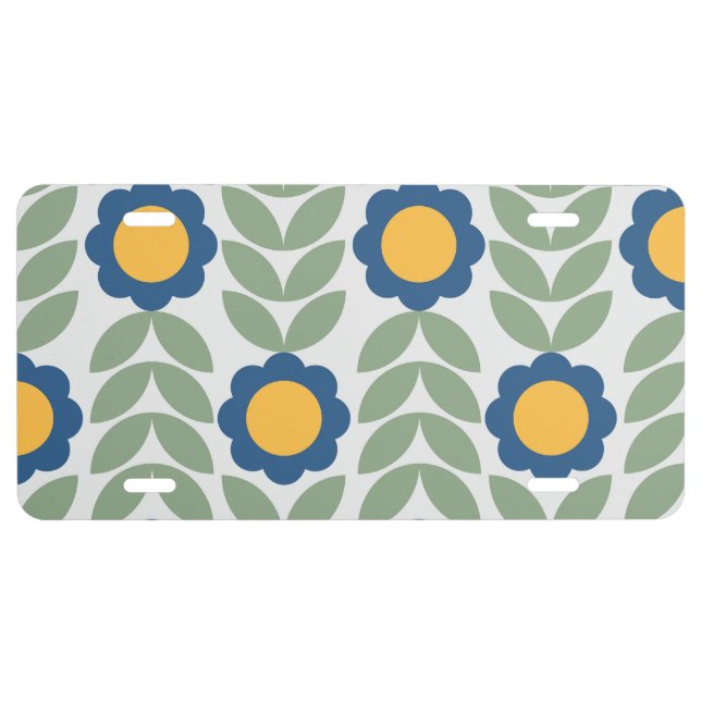 Scandinavian retro floral pattern,retro flower,vin license plate (Front)