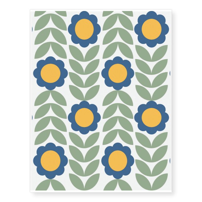 Scandinavian retro floral pattern,retro flower,vin temporary tattoos (Front)