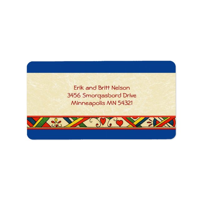 Scandinavian Rosemaling Folk Art Border Label (Front)