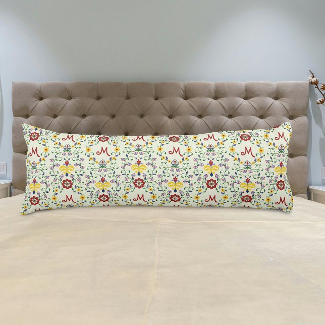 Scandinavian Rosemaling Monogram Pattern Nordic Body Pillow (Creator Uploaded)