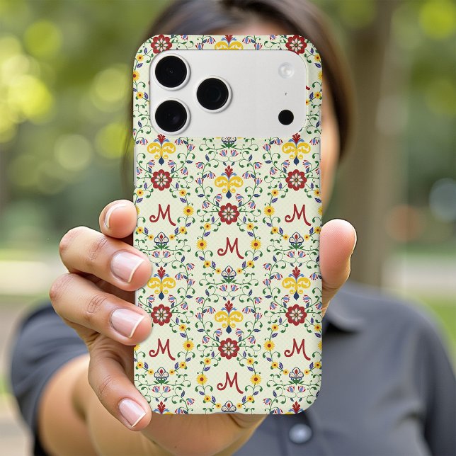 Scandinavian Rosemaling Monogram Pattern Nordic Case-Mate iPhone Case (Creator Uploaded)