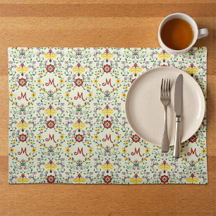 Scandinavian Rosemaling Monogram Pattern Nordic Cloth Placemat